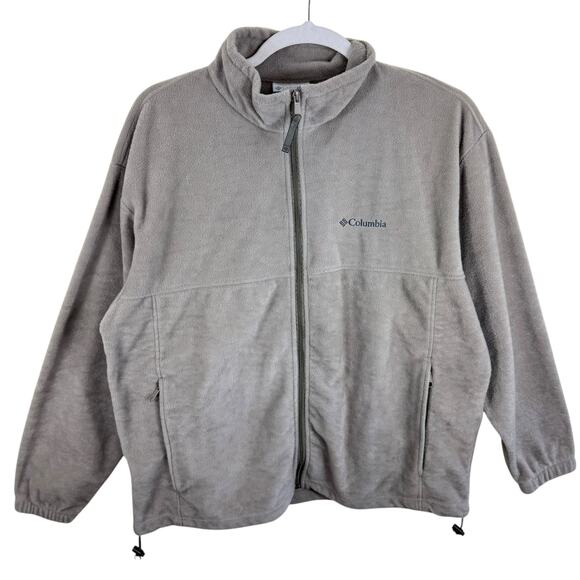 Columbia Tan Full Zip Mock Neck Fleece Jacket Zippered Pockets Men's Size XXL - Picture 1 of 7